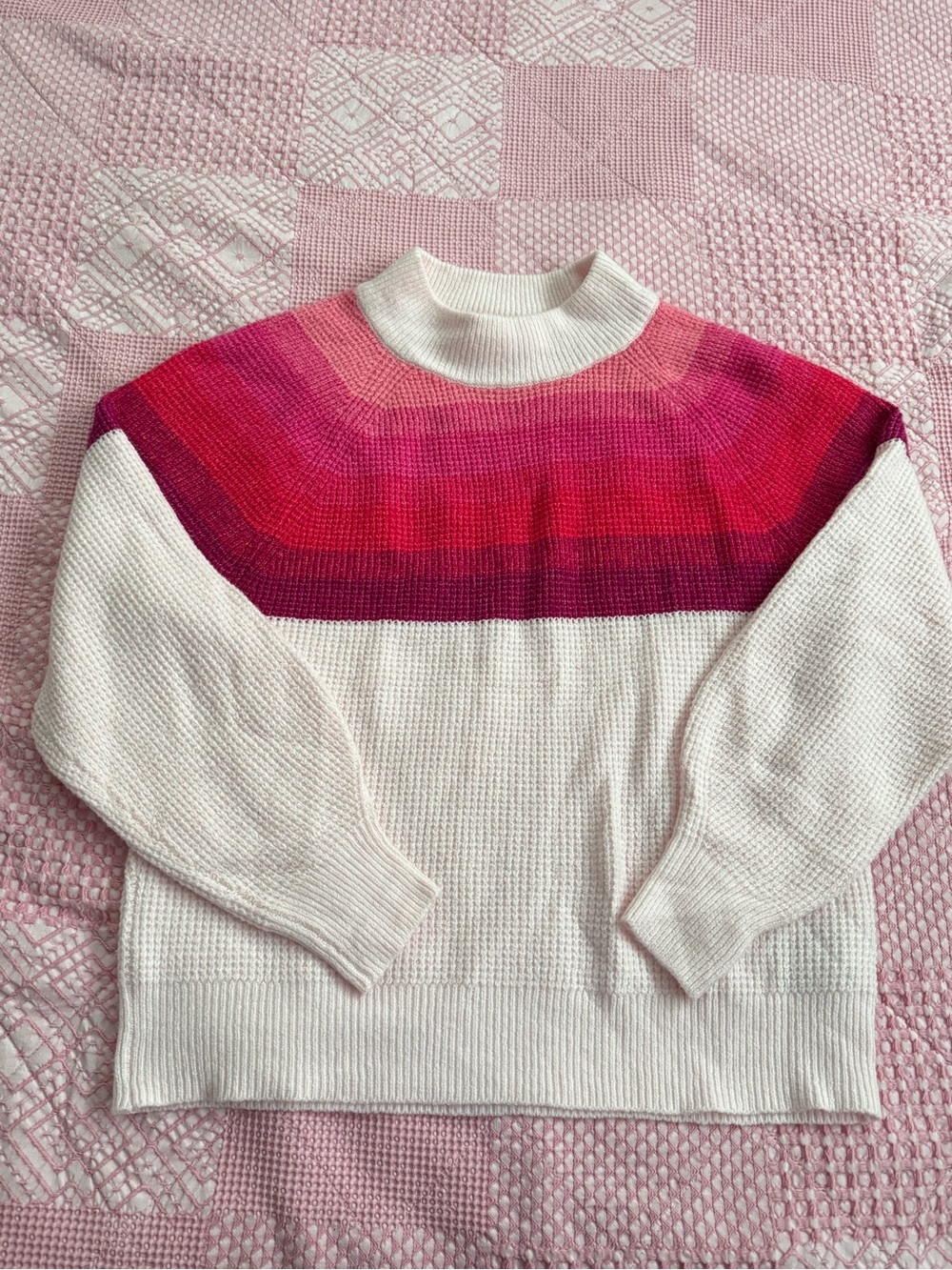 GAP Colorblock Waffle Mockneck Sweater - L